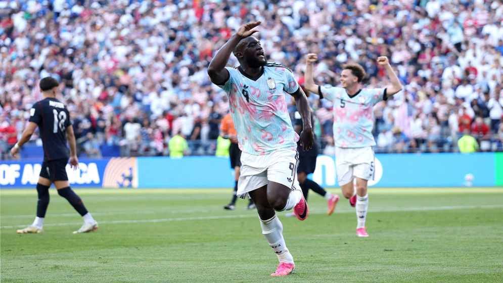 Lukaku scoring winning goal in World Cup 2026